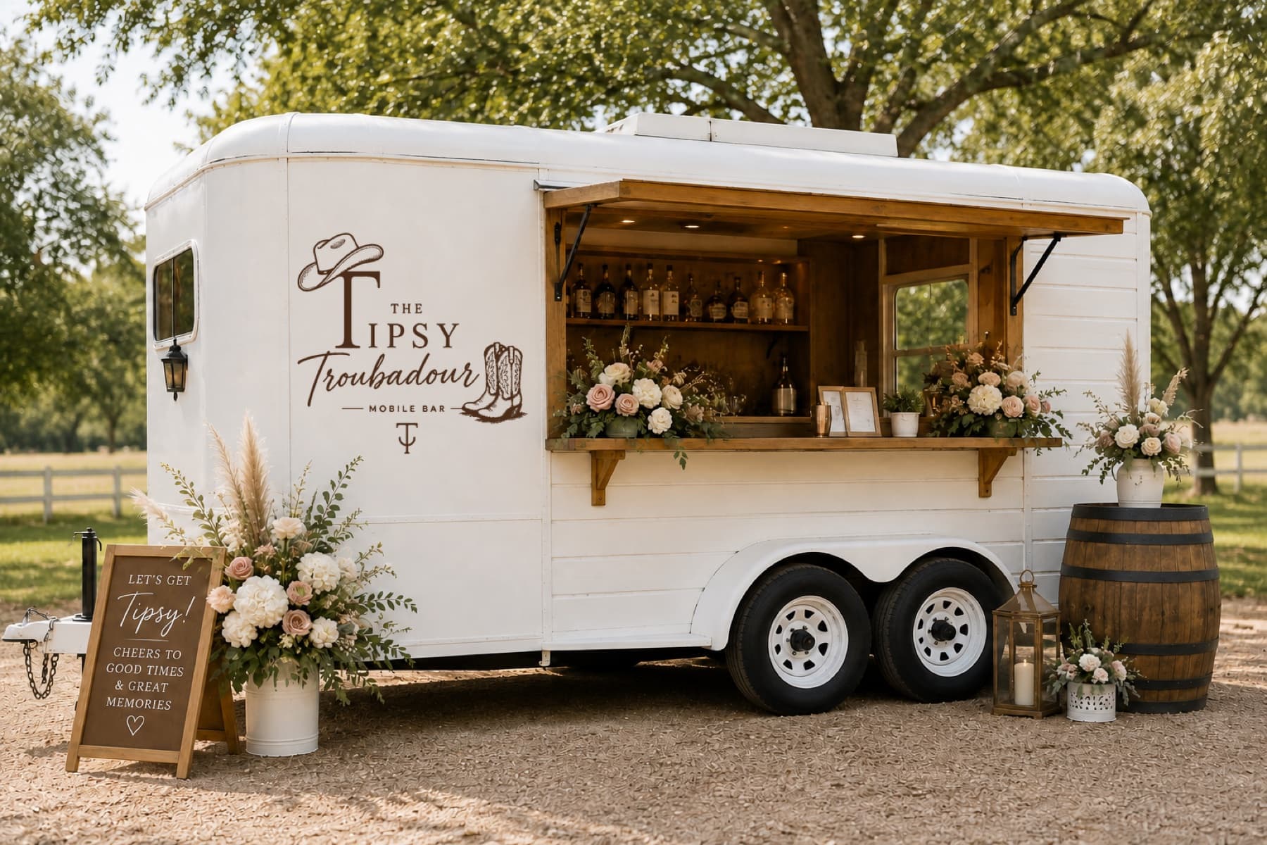 The Tipsy Troubadour mobile bar ready for a celebration