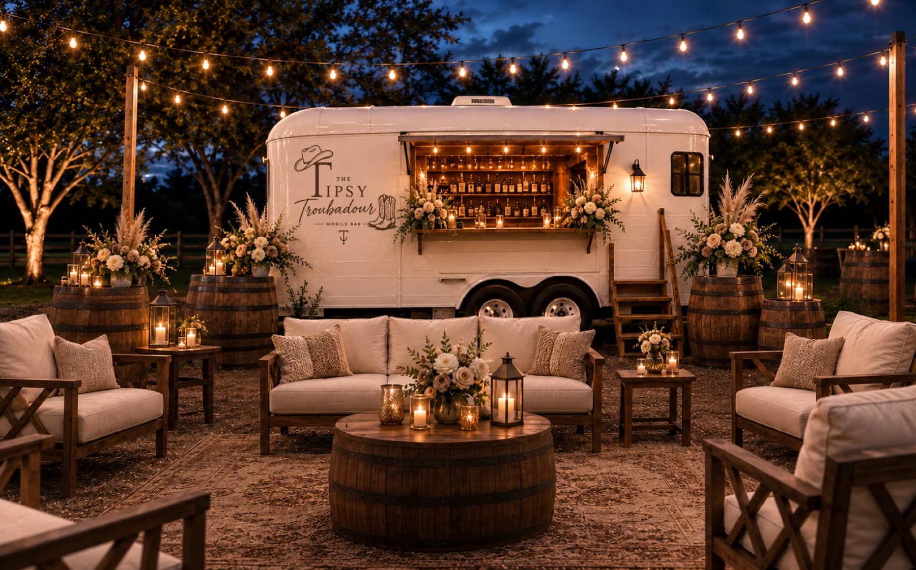 The Tipsy Troubadour serving guests at a private event